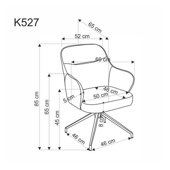 Стул HALMAR K527 серый/черный, поворотный, изображение 8