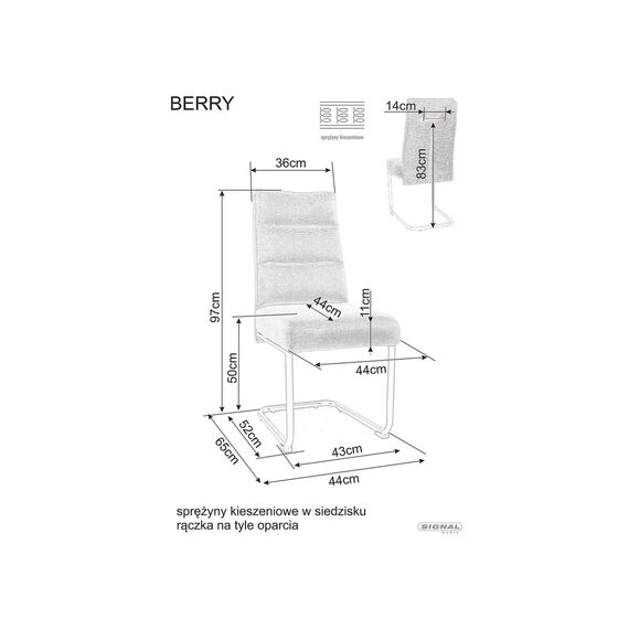 Стул SIGNAL BERRY Brego 34 бежевый/черный, изображение 7