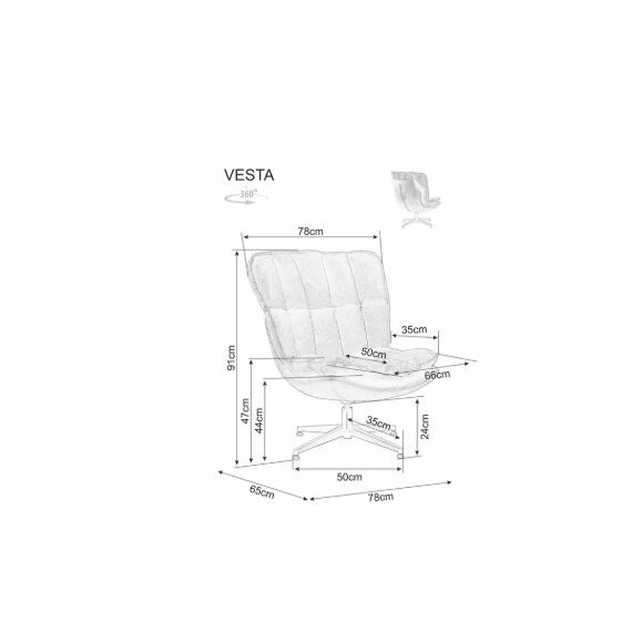 Кресло SIGNAL VESTA Velvet tap. 218 серый/черный, изображение 7