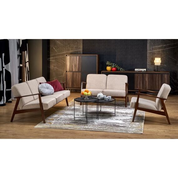 Диван HALMAR MILANO 2S tap. Castel 15 бежевый/орех, изображение 2