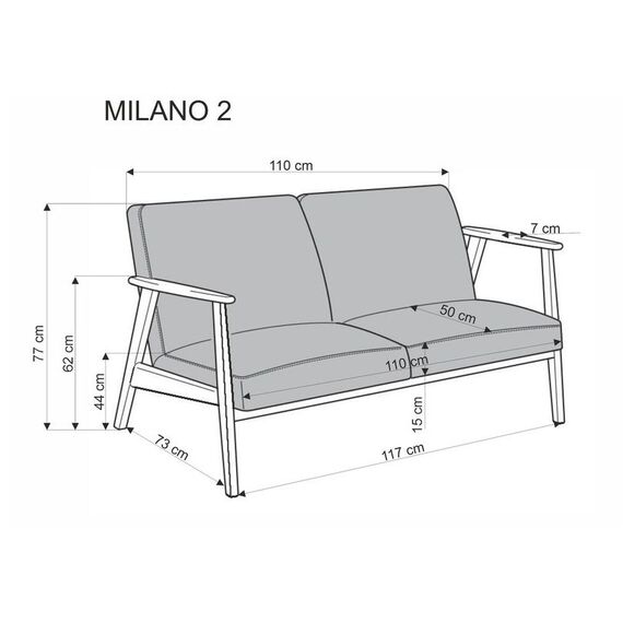 Диван HALMAR MILANO 2S tap. Castel 15 бежевый/орех, изображение 5