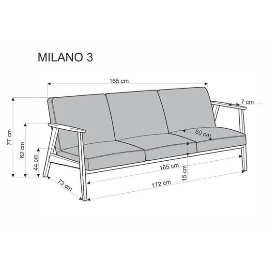 Диван HALMAR MILANO 3S tap. Castel 15 бежевый/орех, изображение 5