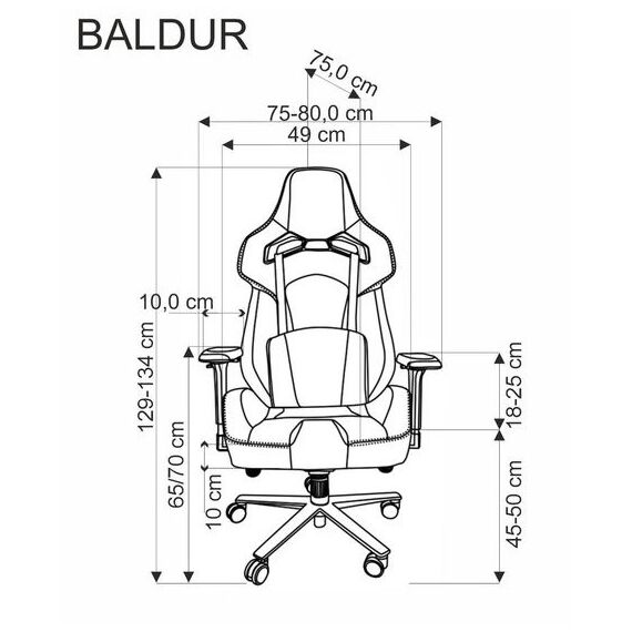 Кресло компьютерное HALMAR BALDUR серый/черный, изображение 2