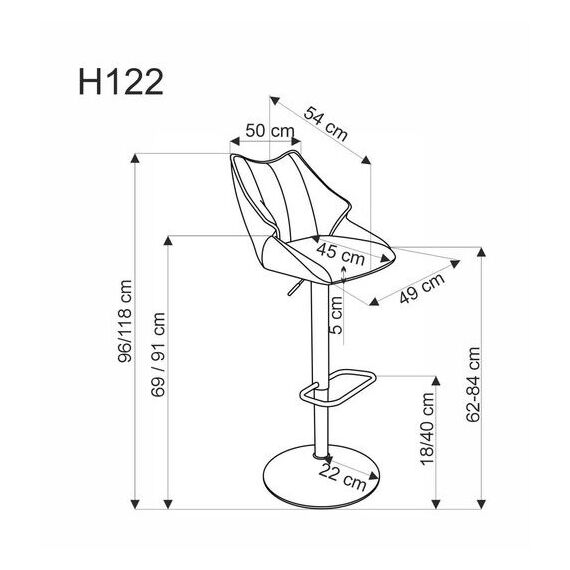 Стул барный HALMAR H122 бежевый/черный, изображение 3