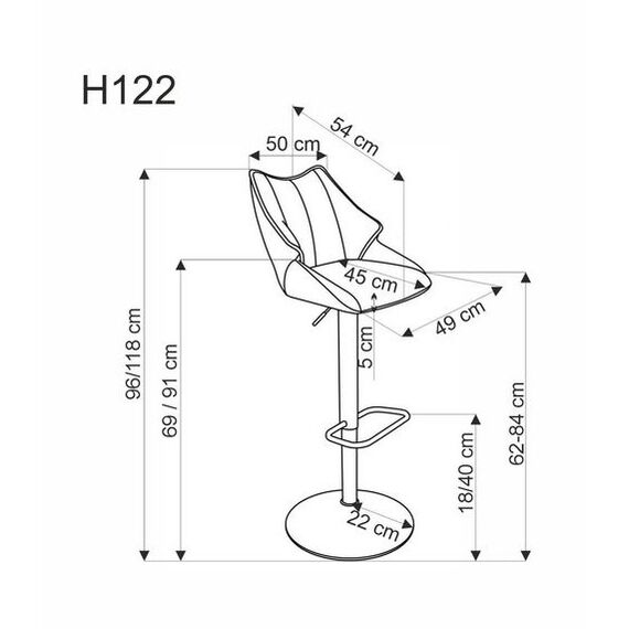 Стул барный HALMAR H122 серый/черный, изображение 3