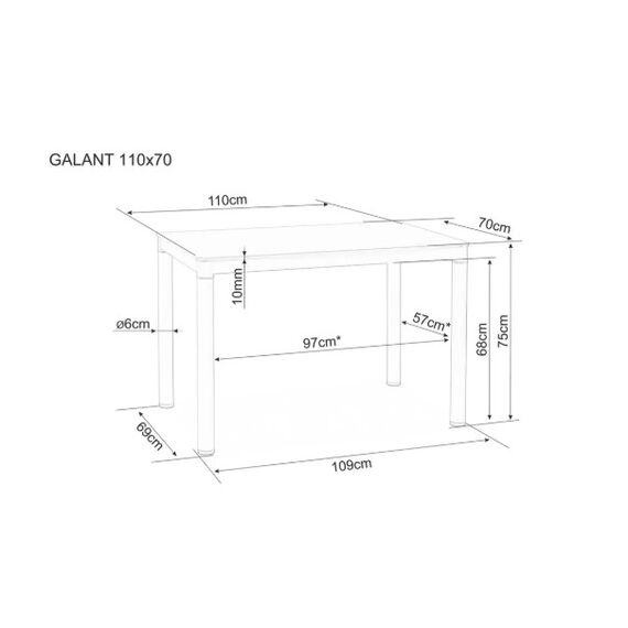Стол обеденный SIGNAL GALANT белый/белый 110/70, изображение 2
