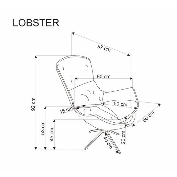 Кресло HALMAR LOBSTER корица/черный, изображение 5