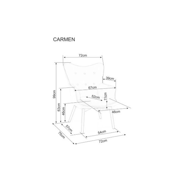 Кресло SIGNAL CARMEN Velvet Bluvel 68 карри/черный мат, изображение 7