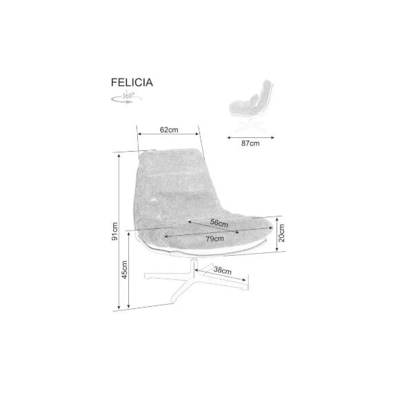 Кресло SIGNAL FELICIA Raven 44 корица/бежевый/черный мат, изображение 7