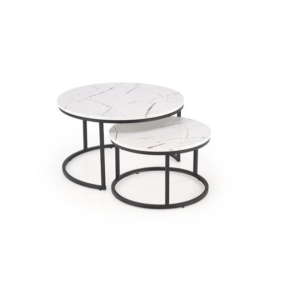 Комплект HALMAR JAVA (2 стола журнальных) белый мрамор/черный, изображение 2