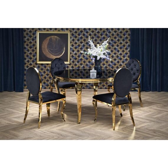 Стол обеденный HALMAR REGINALD 2 черный/золотой 120, изображение 8
