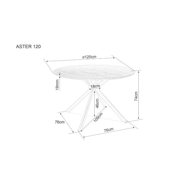 Стол обеденный SIGNAL ASTER белый мрамор/черный мат 120, изображение 5