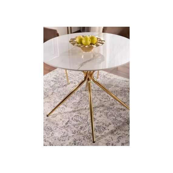 Стол обеденный SIGNAL AZALIA Ceramic белый/золотой 90, изображение 3