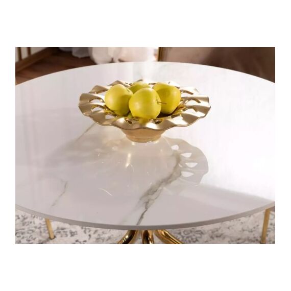 Стол обеденный SIGNAL AZALIA Ceramic белый/золотой 90, изображение 4