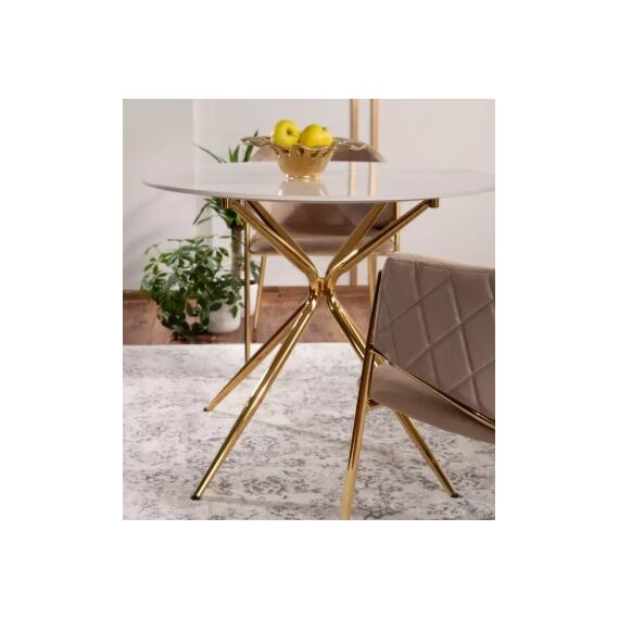 Стол обеденный SIGNAL AZALIA Ceramic белый/золотой 90, изображение 5