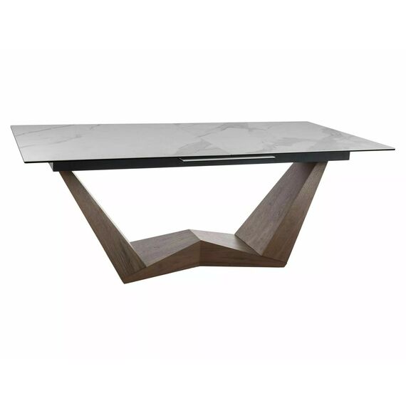 Стол обеденный SIGNAL BONUCCI Ceramic Statuario Venato белый/орех 200-250/98