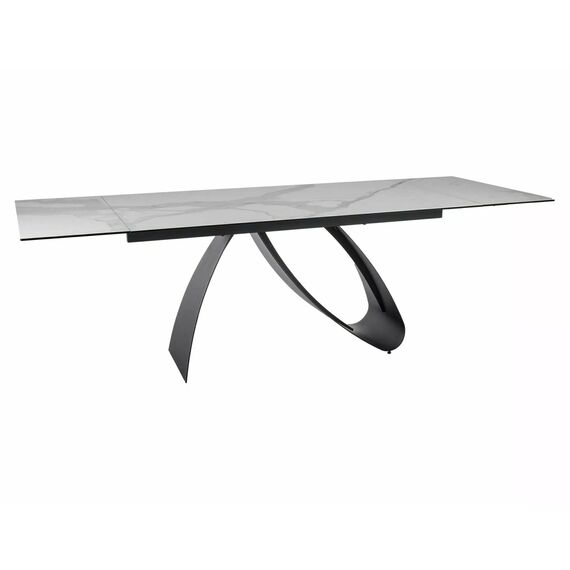 Стол обеденный SIGNAL DIUNA Ceramic Statuario Venato белый/черный мат 160-240/90, изображение 2