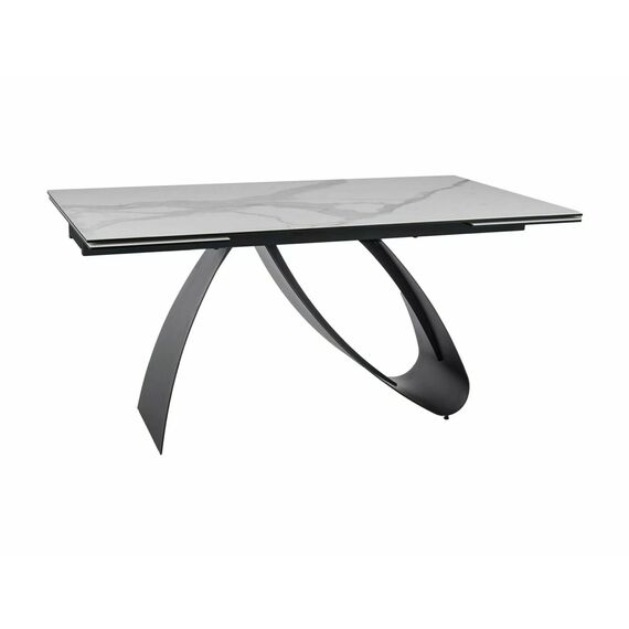 Стол обеденный SIGNAL DIUNA Ceramic Statuario Venato белый/черный мат 160-240/90