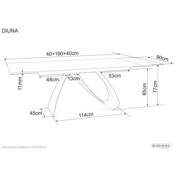 Стол обеденный SIGNAL DIUNA черный/черный мат 160-240/90, изображение 2