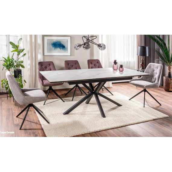 Стол обеденный SIGNAL LOGAN Ceramic белый/черный мат 160-200/90, изображение 2