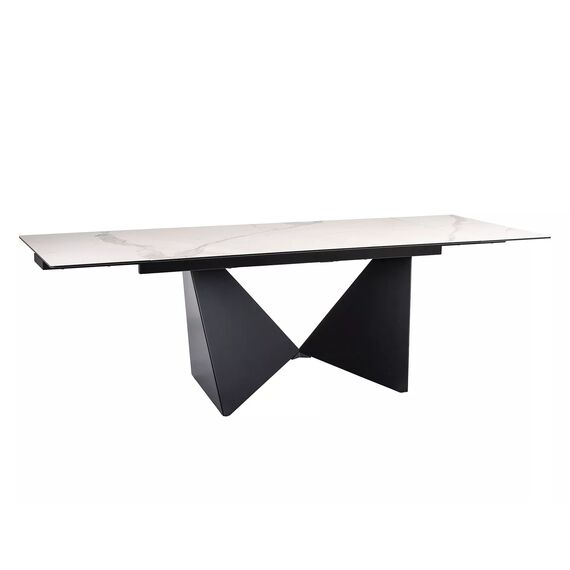 Стол обеденный SIGNAL PETERSON Ceramic Statuario Venato белый/черный мат 160-240/90, изображение 2