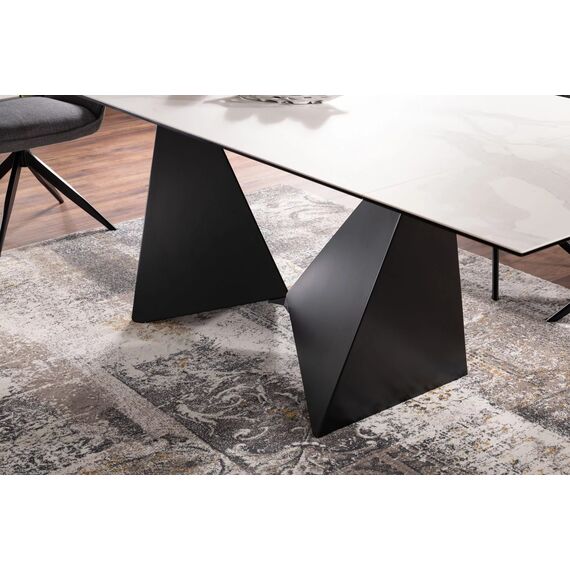Стол обеденный SIGNAL PETERSON Ceramic Statuario Venato белый/черный мат 160-240/90, изображение 4