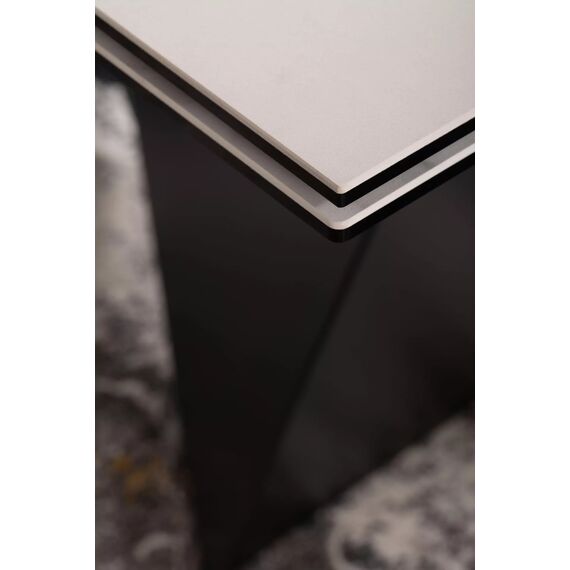 Стол обеденный SIGNAL PETERSON Ceramic Statuario Venato белый/черный мат 160-240/90, изображение 6