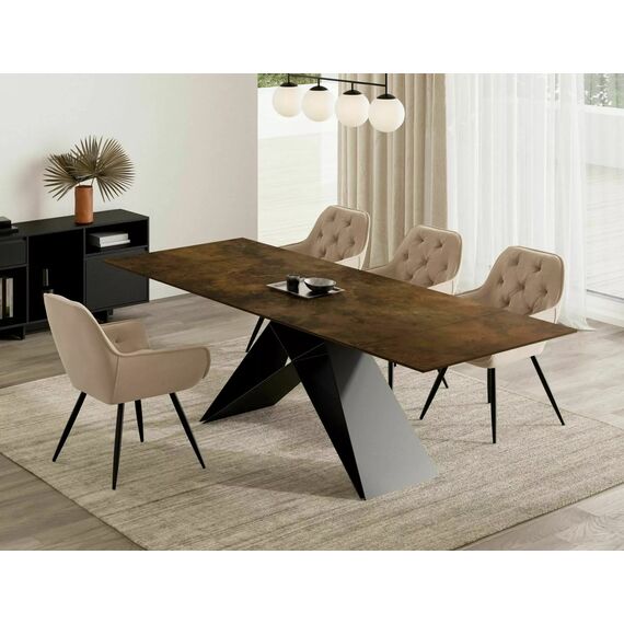 Стол обеденный SIGNAL WESTIN Ceramic Ossido Bruno коричневый/черный мат 160-240/90, изображение 4