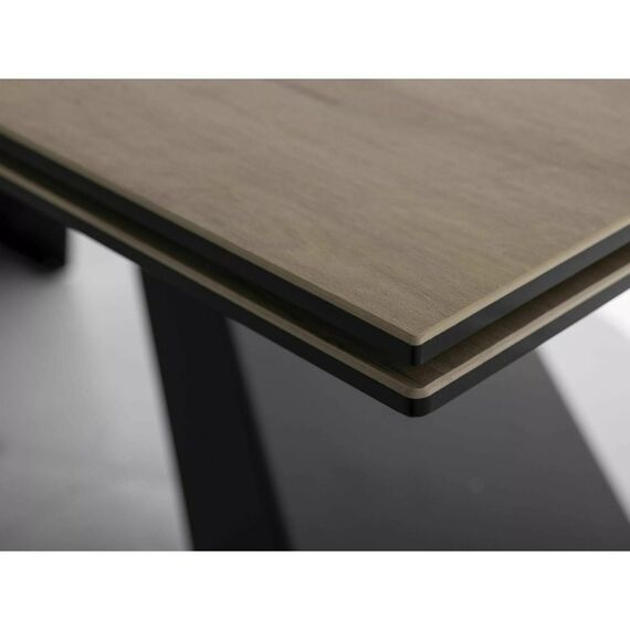 Стол обеденный SIGNAL WESTIN Ceramic Sabbia светло-коричневый/черный мат 160-240/90, изображение 6