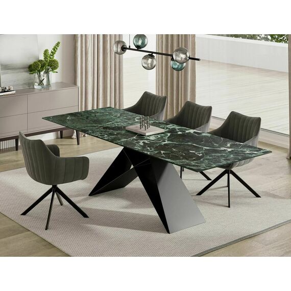 Стол обеденный SIGNAL WESTIN Ceramic Verde Alpi морской/черный мат 160-240/90, изображение 4