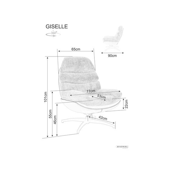 Кресло SIGNAL GISELLE серый/серый/черный мат, изображение 5