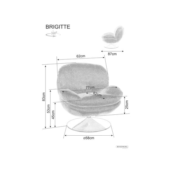 Кресло SIGNAL BRIGITTE Brego 07 серый/хром, изображение 5