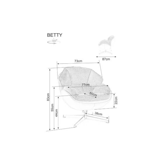 Кресло SIGNAL BETTY серый/черный, изображение 4