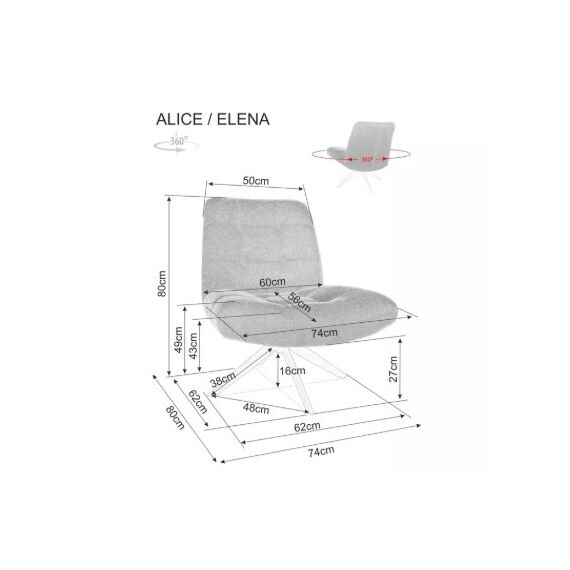 Кресло SIGNAL ALICE Brego 31 светло-бежевый/черный, изображение 4