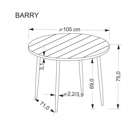 Стол обеденный HALMAR BARRY орех/черный 105, изображение 8