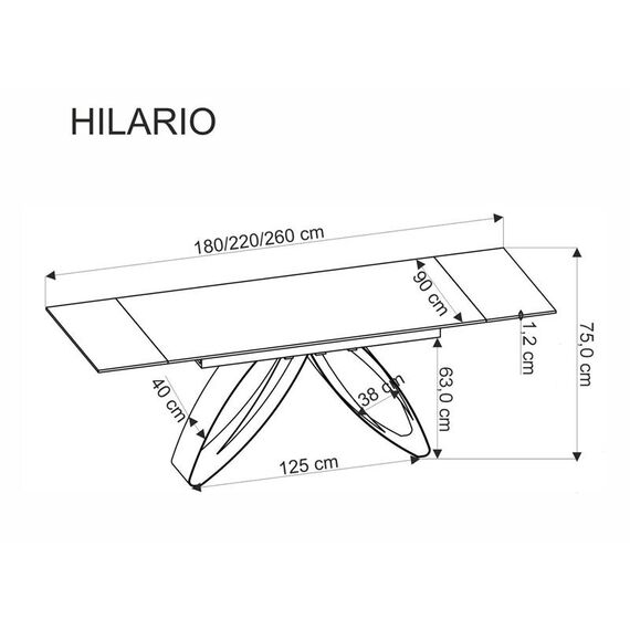 Стол обеденный HALMAR HILARIO орех/черный 180-260/90, изображение 10