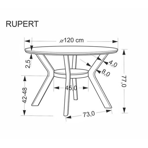 Стол обеденный HALMAR RUPERT орех/орех 120, изображение 10