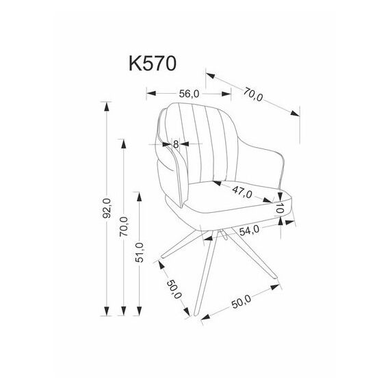 Стул HALMAR K570 корица/черный, поворотный, изображение 7