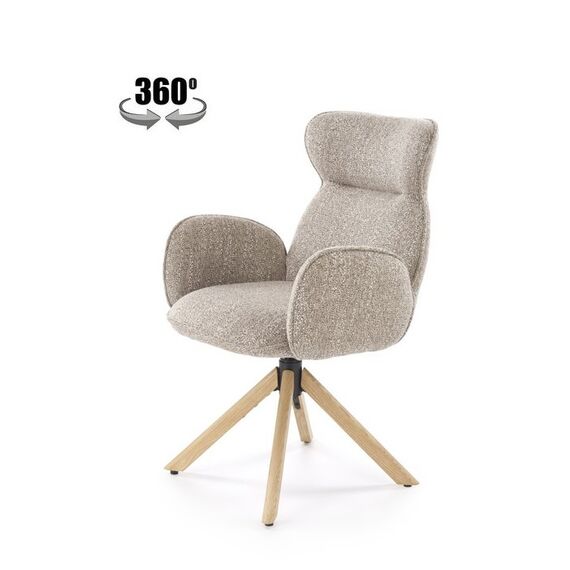 Стул HALMAR K585 темно-бежевый/дуб натуральный, поворотный