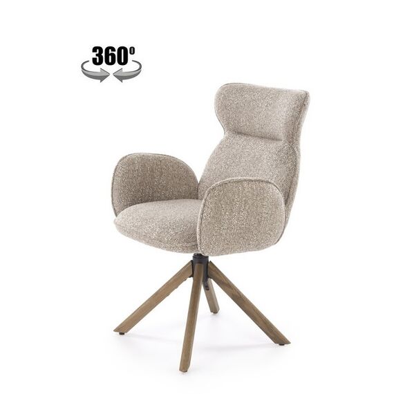 Стул HALMAR K585 темно-бежевый/орех светлый, поворотный