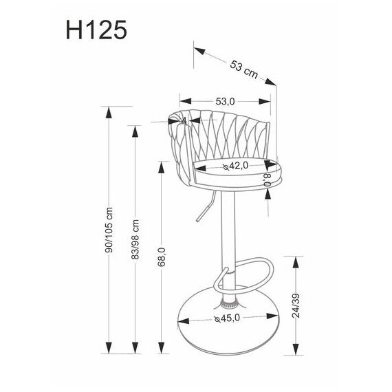 Стул барный HALMAR H125 серый/черный, изображение 3