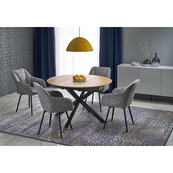 Стол обеденный HALMAR ACORD натуральный/черный 120-200/120, изображение 4