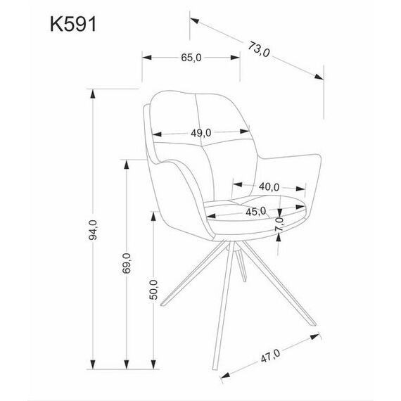 Стул HALMAR K591 светло-серый/черный, поворотный, изображение 7
