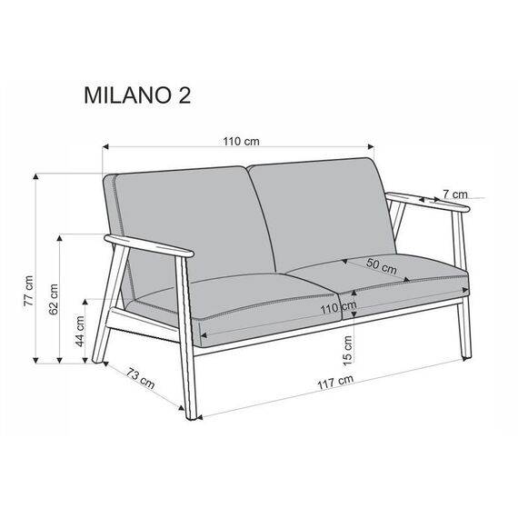 Диван HALMAR MILANO 2S tap. Castel 93 серый/орех, изображение 2