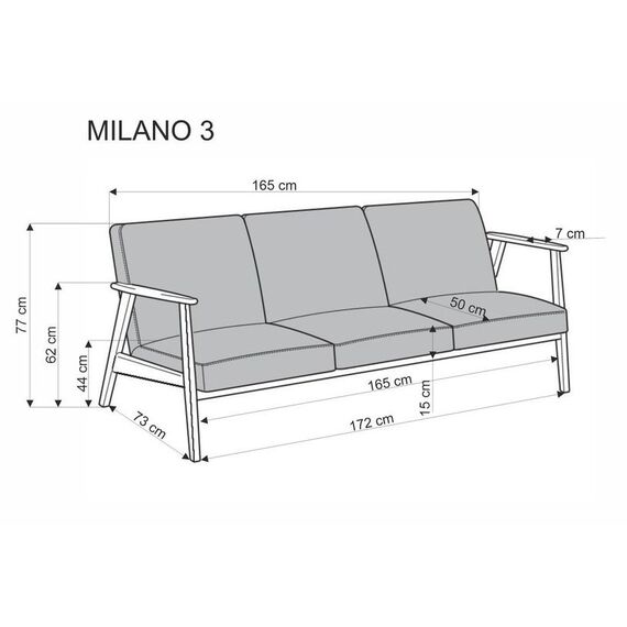 Диван HALMAR MILANO 3S tap. Castel 93 серый/орех, изображение 2