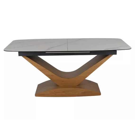 Стол обеденный SIGNAL DOLCE Ceramic Statuario Venato белый/дуб 180-240/95, изображение 3
