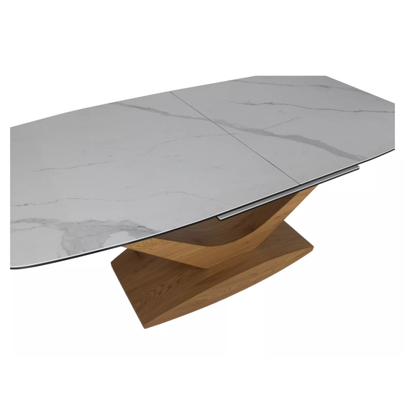 Стол обеденный SIGNAL DOLCE Ceramic Statuario Venato белый/дуб 180-240/95, изображение 5