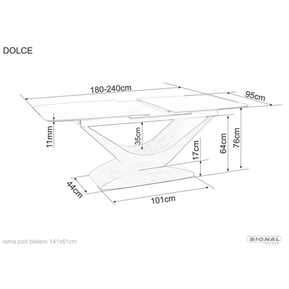 Стол обеденный SIGNAL DOLCE Ceramic Statuario Venato белый/дуб 180-240/95, изображение 9