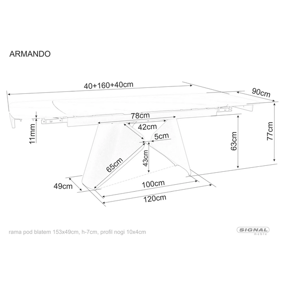 Стол обеденный SIGNAL ARMANDO черный/черный 160-240/90, изображение 9