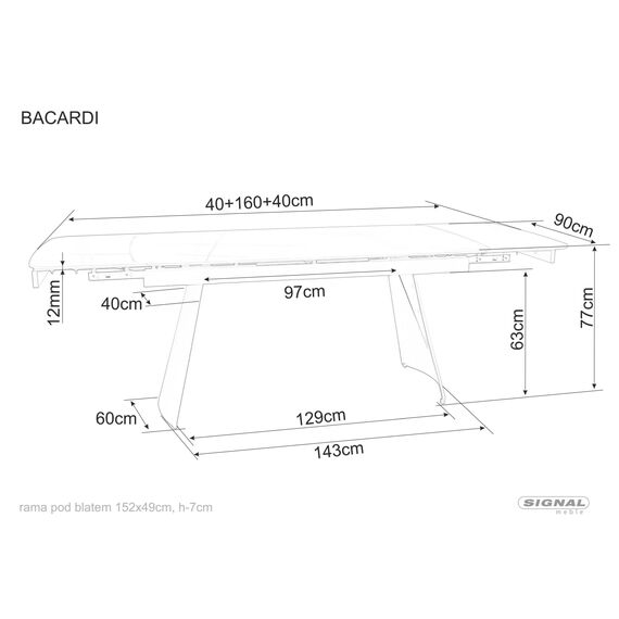 Стол обеденный SIGNAL BACARDI черный/черный 160-240/90, изображение 4